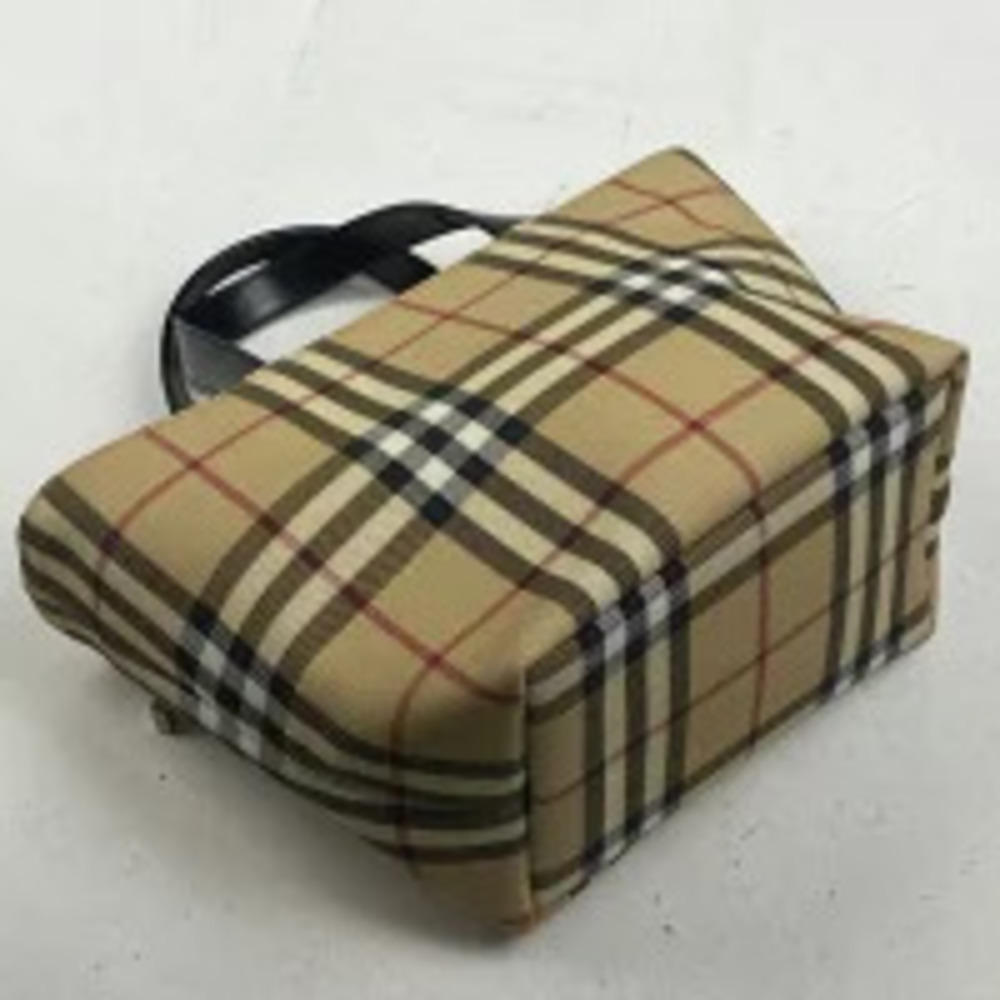 Burberry bag canvas beige check tote multicolor handbag Tan